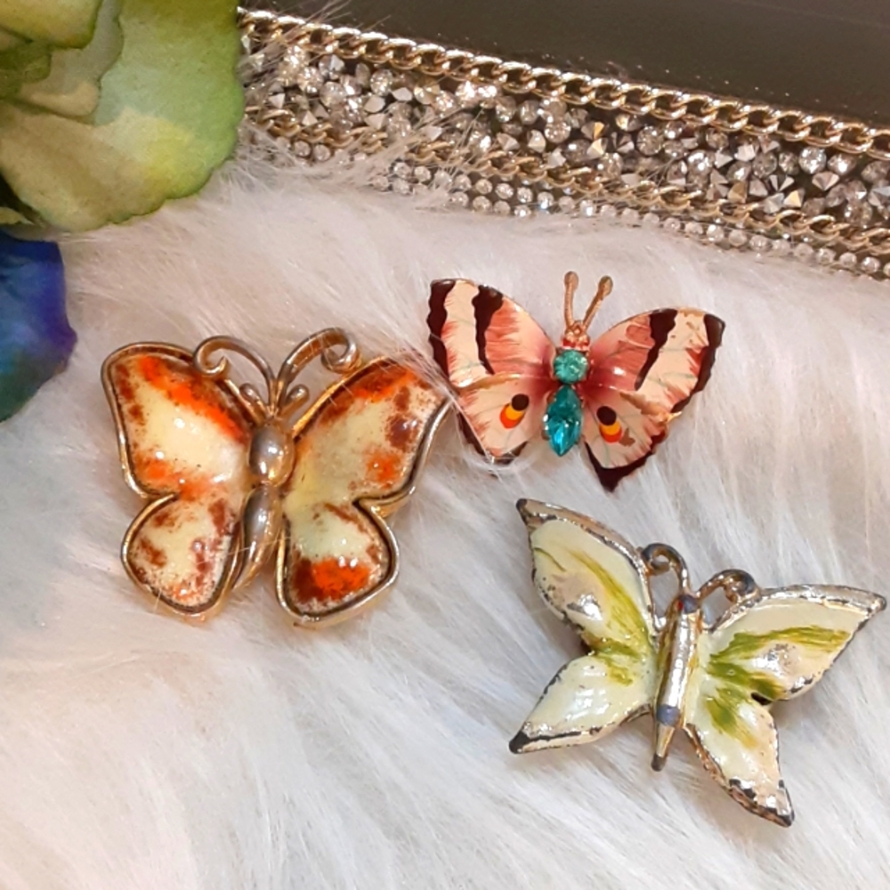 Vintage 3 PC Butterfly Brooches $4.99 Shipping